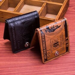 Мужской бумажник из искусственной кожи черного/коричневого цвета с держателями для карт