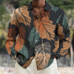 Мужская рубашка с длинным рукавом, рубашка с откидным воротником и пуговицами, с 3d-абстрактным 3D-принтом, весна-осень