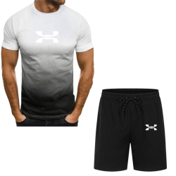 2024 модная мужская спортивная одежда футболка с коротким рукавом и градиентные Спортивные шорты летний повседневный костюм для бега Мужской комплект из двух предметов