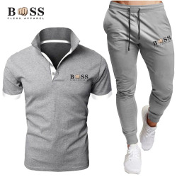 Мужская рубашка-поло, спортивная одежда, комплект из двух предметов, мужская повседневная одежда для фитнеса
