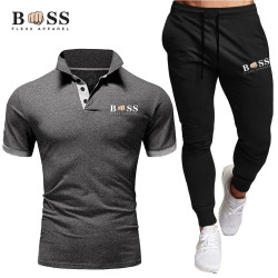 Мужская рубашка-поло, спортивная одежда, комплект из двух предметов, мужская повседневная одежда для фитнеса