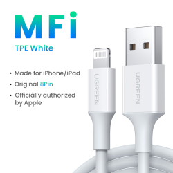 UGREEN MFi USB для Lightning Кабель для iPhone 14 13 12 Pro Max 2.4A Быстрая зарядка для iPhone для iPad телефон кабель для передачи данных