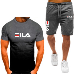 Модная мужская спортивная одежда, брюки, футболка и спортивные штаны, летний повседневный костюм для бега, мужской комплект из двух предметов