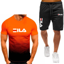 Модная мужская спортивная одежда, брюки, футболка и спортивные штаны, летний повседневный костюм для бега, мужской комплект из двух предметов
