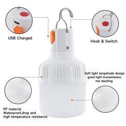 Лампа подвесная светодиодная 60 Вт, с зарядкой USB, белая