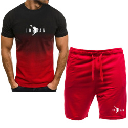 Спортивная Высококачественная Мужская Летняя Новинка 2024 Мужская футболка с коротким рукавом, комплект из двух предметов, полный комплект спортивной одежды, лето