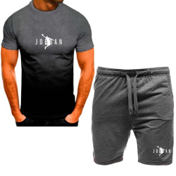 Спортивная Высококачественная Мужская Летняя Новинка 2024 Мужская футболка с коротким рукавом, комплект из двух предметов, полный комплект спортивной одежды, лето