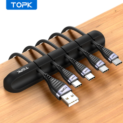 TOPK L16 Кабельный органайзер силиконовый usb-кабель для намотки рабочего стола аккуратные зажимы для управления Кабельный Держатель для мыши для наушников Проводной Органайзер