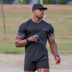 Новинка 2023, Мужская футболка с коротким рукавом для тренировок Gym, хлопковые футболки для бега и фитнеса, уличная одежда, одежда в стиле хип-хоп