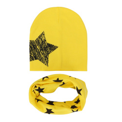 Осенне-зимний комплект детской шапки и шарфа, хлопковая шапка для маленьких мальчиков и девочек, шапка с принтом звезд, детские шапки, шапки для мальчиков