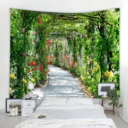 Гобелен с принтом сада, арочный цветок, дверь, узор, подвесная ткань, украшение для дома, спальни, гостиной, фоновая ткань для стен