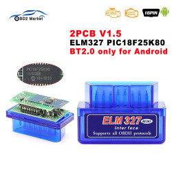 Bluetooth-сканер для Android ELM327 V1.5 PIC18F25K80 OBD2, автомобильный инструмент ELM 327 в 1 5 OBD 2, считыватель кодов, автомобильный диагностический адаптер ODB2