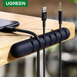 Органайзер для кабеля Ugreen, силиконовый держатель для намотки кабеля USB, гибкие зажимы для управления кабелем для мыши, наушников, Держателя Кабеля