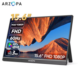 Переносной монитор ARZOPA, 15,6 дюйма, FHD 1080P, IPS, мини-HDMI, внешний второй экран для Mac, ПК, Xbox PS4/5 Xbox,A1