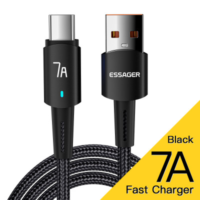 Essager 7A 100W USB Type C Кабель 100W Провод для быстрой зарядки для OPPO Oneplus Huawei P40 P30 Samsung Realme USB C Зарядное устройство Шнур для передачи данных