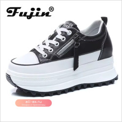 Fujin Женские платформенные кожаные туфли