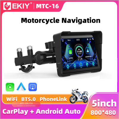 EKIY 5-дюймовый беспроводной CarPlay Moto портативный цифровой мотоцикл приборная панель GPS-навигация экран Android авто монитор BT5.0