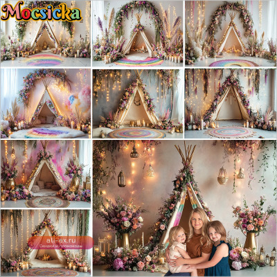 Фон для фотосъемки Mocsicka Boho с цветочным принтом, размеры в ассортименте
