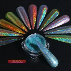 Голографический блестящий порошок для ногтей Full Beauty  LA1028-1