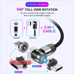 Магнитный кабель USLION usb Type-C, Магнитный зарядный кабель Micro usb для iPhone 14, Xiaomi mi 9, usb c, провод для быстрой зарядки 540, зарядное устройство