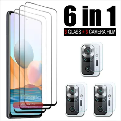 6 в 1 протектор экрана из закаленного стекла для Xiaomi Redmi Note 10 Pro Note 10S 10 5G Redmi 10 Prime экран протектор объектива камеры пленка для телефона Redmi Note 10 Pro стекл
