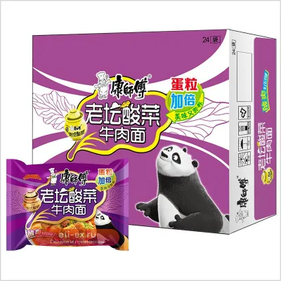Китайская лапша Мастер Конг (Kong Shifu) Серия Лаотань Квашеная Капуста и говядина Коробка 24 шт. x 85 гр. (Китай)