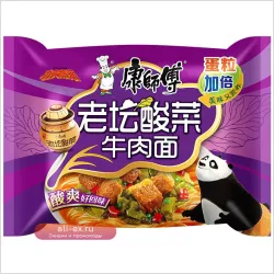 Китайская лапша Мастер Конг (Kong Shifu) Серия Лаотань Квашеная Капуста и говядина Коробка 24 шт. x 85 гр. (Китай)