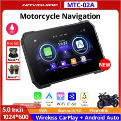 NAVIGUIDE 5-дюймовый 800*480/1024*600 беспроводной Carplay Android Auto IPX7 водонепроницаемый GPS мотоциклетный навигационный монитор