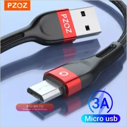 Кабель Micro USB PZOZ, шнур для быстрой зарядки и передачи данных, 1 м, 2 м, 3 м, для Samsung S7, Xiaomi Redmi Note 5 Pro,Android мобильный телефон, MicroUSB зарядное устройство