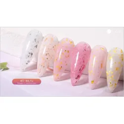 UR SUGAR Синий резиновый базовый гель-лак с золотым блеском 7 мл
