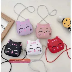 Детская Модная Сумка Через Плечо С Дизайном Героя Мультфильма, Кошелек Для Монет С Милым Котом