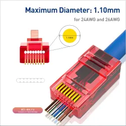 Проходные разъемы ZoeRax RJ45 Cat6  разных цветов