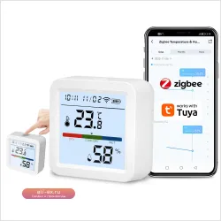 Датчик температуры и влажности умного дома Tuya ZigBee с ЖК-подсветкой работает с помощником Google и Need Tuya Zigbee Hub