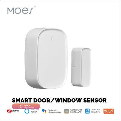 MOES Tuya ZigBee Умный Датчик Двери/окна Беспроводная Домашняя Охранная Сигнализация, Совместимая С Приложением Smart Life