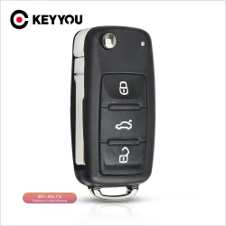 Брелок KEYYOU с тремя кнопками, дистанционный складной, для VW VOLKSWAGEN Tiguan Golf Sagitar Polo MK6
