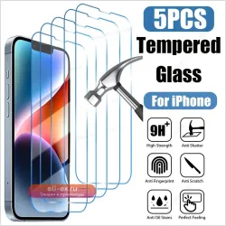 5 шт. закаленное стекло для iPhone 16 15 14 13 12 11 Pro Max SE 2020 2022 X XR XS Max 13 12 Mini 15 14 Plus 8 Защитное стекло для экрана