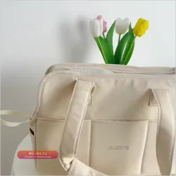 Портативная сумка для собаки из хлопка Beige & Grey