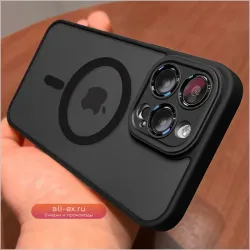 Магнитный матовый полупрозрачный противоударный чехол для iPhone 16, 15, 14, 13, 12, 11 Pro Max, чехол для беспроводной зарядки Magsafe