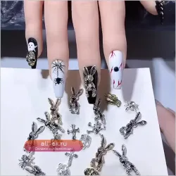 10 шт., блестящие подвески для ногтей HotPress, панк-крест, 7*11,5 см, серебро/золото