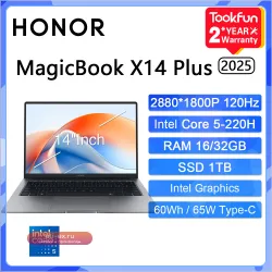 Ноутбук HONOR MagicBook X14 Plus, 14", 16ГБ/1ТБ, 32ГБ/1ТБ, Core 5 220H, Windows