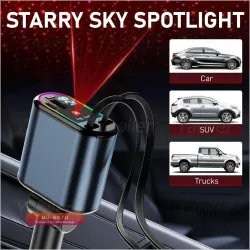 Выдвижное автомобильное зарядное устройство Starlight, автомобильные аксессуары 4 в 1, 120 Вт, адаптер быстрого автомобильного зарядного устройства для телефона USB-C с 2 USB-портами, для iPhone