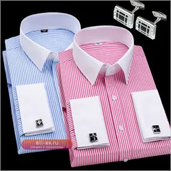 Мужская рубашка из хлопка и полиэстера, полоска, 6XL