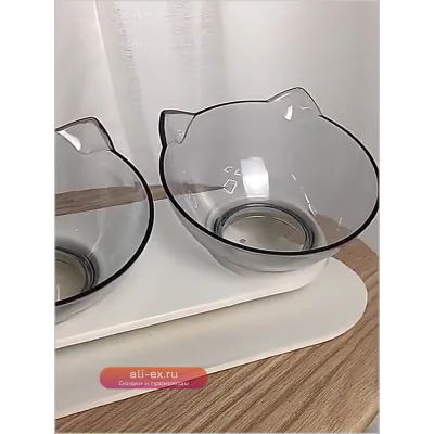 Двойная миска для кошек из пластика