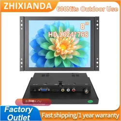 Outdoor Use 8 Inch 600Nits 1024*768 Sunlight Readable VESA Mount Open Frame Industrial Touch Screen Monitor With HDMI VGA USB