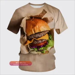 Hamburger 3d Printed T Shirt Men's Clothing Delicious Food Pattern T-shirt Harajuku Street Short Sleeves O-neck Art Style Tees