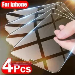 4 шт. закаленное стекло для iPhone 11 12 13 14 15 16 Pro XR X XS Max Защитная пленка для экрана для iPhone 13 12 Mini 16 7 8 Plus SE Glass
