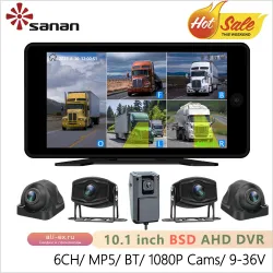 5-канальная 10,1-дюймовая система монитора камеры AHD BSD Bluetooth MP5 DVR видеорегистратор для грузовика 1080P камера видеонаблюдения комплект системы парковки