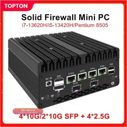Новый мини-ПК Topton Firewall 4*/2*10G SFP+ Intel i7 13620H 8505 4xi226-V 2.5G 2 * DDR5 NVMe Промышленный компьютер Домашний сервер Proxmox