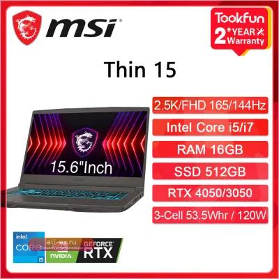 Игровой ноутбук MSI Thin, 15.6", 16/512ГБ, i5-13420H, RTX 4050, Windows