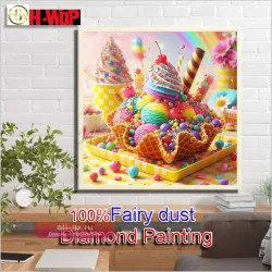 Cake 100% Fairy Dust Diamond Painting Kit Food Full Square Mosaic Embroidery Gem Stitch AB Diamond Art Full Crystal Home Decor